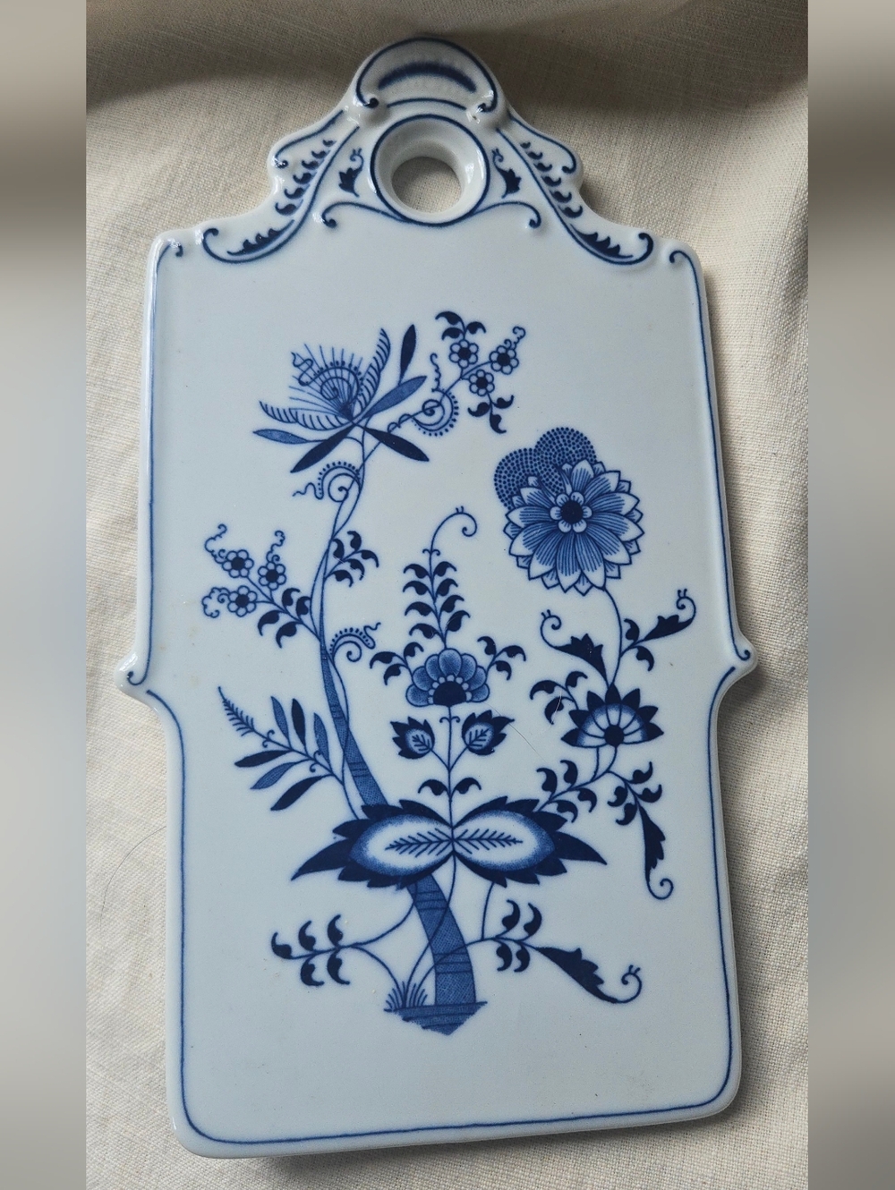 Blue and White Floral Porcelain Cutting/Serving Board. Blue Onion Meissen Style